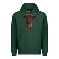 Sports Green highland cow calf Premium Hoodie - RanaPortraitStore