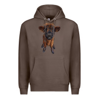 Coffee highland cow calf Premium Hoodie - RanaPortraitStore
