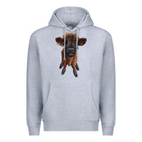 Heather Grey highland cow calf Premium Hoodie - RanaPortraitStore