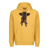 Mustard highland cow calf Premium Hoodie - RanaPortraitStore