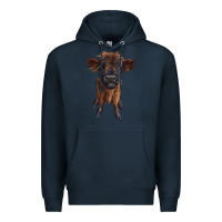 Navy highland cow calf Premium Hoodie - RanaPortraitStore