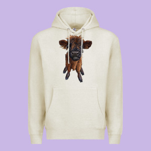 Highland Cow Calf Premium Hoodie Designed By Ranaportraitstore