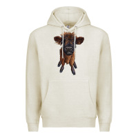 Oatmeal Heather highland cow calf Premium Hoodie - RanaPortraitStore