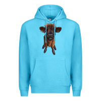 Ocean Blue highland cow calf Premium Hoodie - RanaPortraitStore