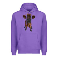 Purple highland cow calf Premium Hoodie - RanaPortraitStore