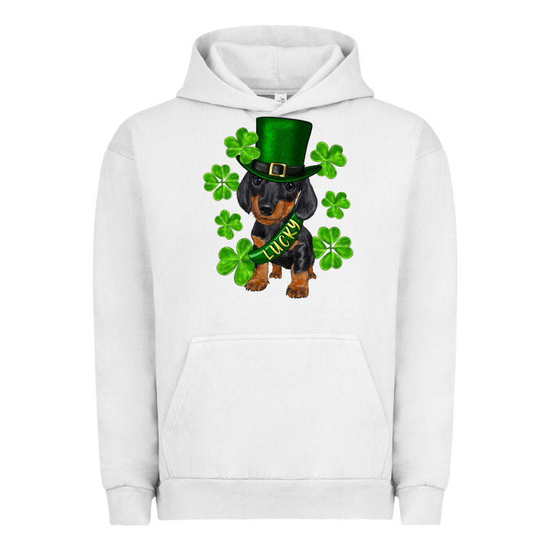 St. Patrick's Day Lucky Dachshund Puppy Urban Hoodie by RanaPortraitStore | Teevron