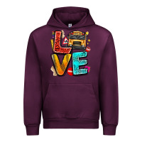 Mauve Wine love school bus Urban Hoodie - texasbilliewilder