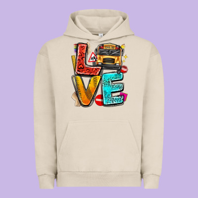 Love School Bus Urban Hoodie Designed By Texasbilliewilder