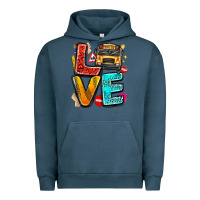 Pigment Midnight Navy love school bus Urban Hoodie - texasbilliewilder