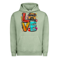 Pigment Oil Green love school bus Urban Hoodie - texasbilliewilder