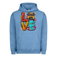 Pigment Pebble Blue love school bus Urban Hoodie - texasbilliewilder
