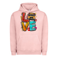 Pigment Salmon love school bus Urban Hoodie - texasbilliewilder