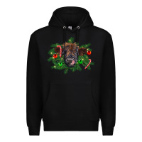 Black Christmas highland calf Premium Hoodie - RanaPortraitStore