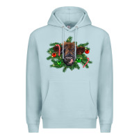 Blue Mist Christmas highland calf Premium Hoodie - RanaPortraitStore
