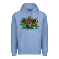 Colony Blue Christmas highland calf Premium Hoodie - RanaPortraitStore