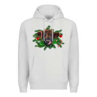Dove Grey Christmas highland calf Premium Hoodie - RanaPortraitStore