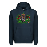 Navy Christmas highland calf Premium Hoodie - RanaPortraitStore