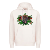 Pale Pink Christmas highland calf Premium Hoodie - RanaPortraitStore