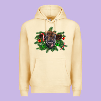 Christmas Highland Calf Premium Hoodie Designed By Ranaportraitstore