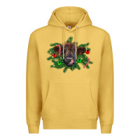 Antique Gold Christmas highland calf Premium Hoodie - RanaPortraitStore
