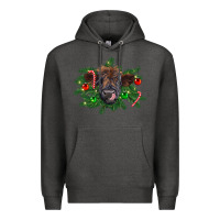 Charcoal Heather Christmas highland calf Premium Hoodie - RanaPortraitStore
