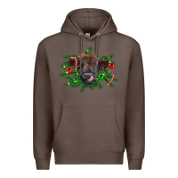 Coffee Christmas highland calf Premium Hoodie - RanaPortraitStore