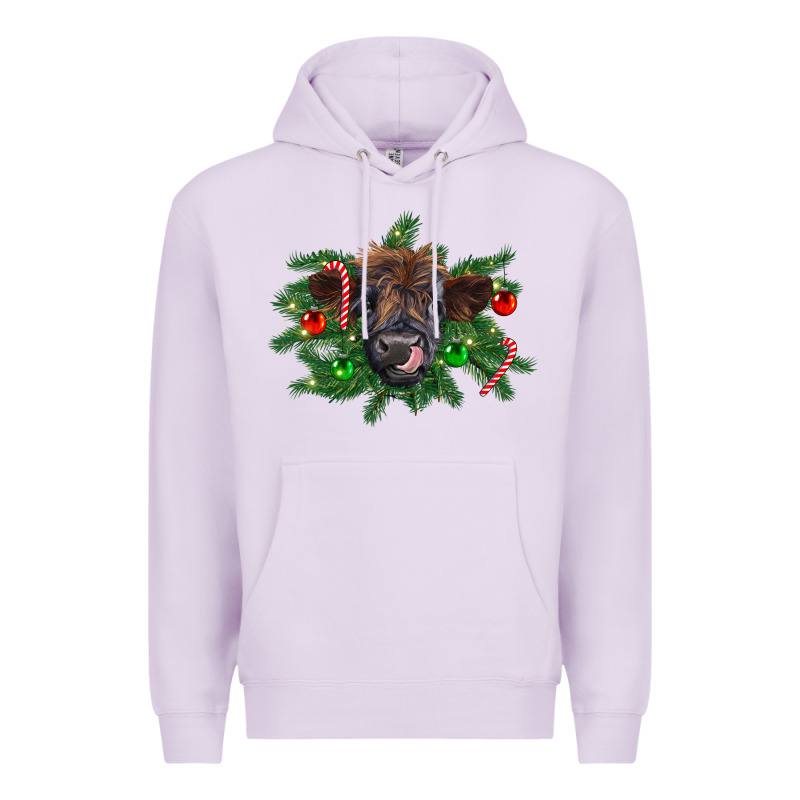Christmas Highland Calf Premium Hoodie by RanaPortraitStore | Teevron