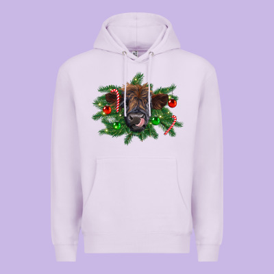 Christmas Highland Calf Premium Hoodie Designed By Ranaportraitstore