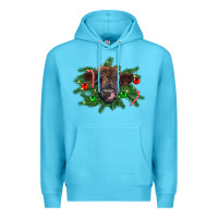 Ocean Blue Christmas highland calf Premium Hoodie - RanaPortraitStore