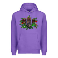 Purple Christmas highland calf Premium Hoodie - RanaPortraitStore
