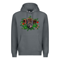 Rock Christmas highland calf Premium Hoodie - RanaPortraitStore