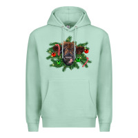 Seafoam Christmas highland calf Premium Hoodie - RanaPortraitStore
