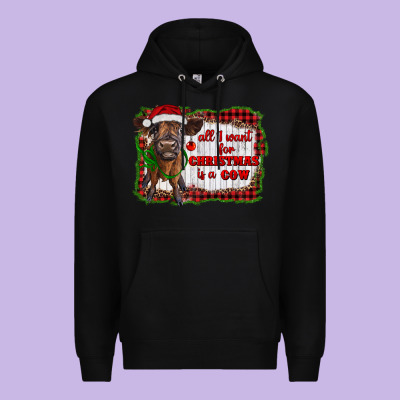 All I Want For Christmas Is A Cow Highland Calf Premium Hoodie Designed By Ranaportraitstore