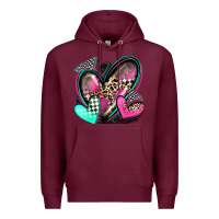 Burgundy race hearts Premium Hoodie - Zillion Design Studio
