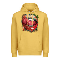 Antique Gold strawberry lips with leopard Premium Hoodie - texasbilliewilder