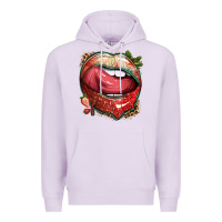 Lilac strawberry lips with leopard Premium Hoodie - texasbilliewilder
