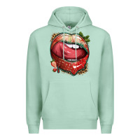 Seafoam strawberry lips with leopard Premium Hoodie - texasbilliewilder