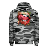 Slate Camo strawberry lips with leopard Premium Hoodie - texasbilliewilder