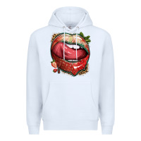 White strawberry lips with leopard Premium Hoodie - texasbilliewilder