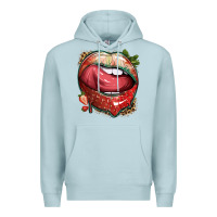 Blue Mist strawberry lips with leopard Premium Hoodie - texasbilliewilder