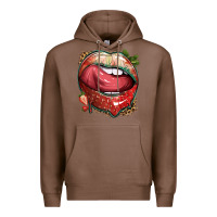 Chestnut strawberry lips with leopard Premium Hoodie - texasbilliewilder