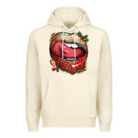 Sandshell strawberry lips with leopard Premium Hoodie - texasbilliewilder