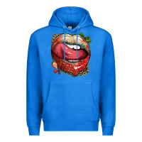 True Royal strawberry lips with leopard Premium Hoodie - texasbilliewilder