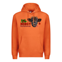 Carrot merry christmas highland calf with candy cane Premium Hoodie - RanaPortraitStore