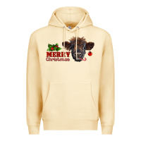 Pina Colada merry christmas highland calf with candy cane Premium Hoodie - RanaPortraitStore