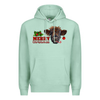 Seafoam merry christmas highland calf with candy cane Premium Hoodie - RanaPortraitStore