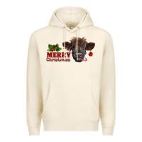Tofu merry christmas highland calf with candy cane Premium Hoodie - RanaPortraitStore