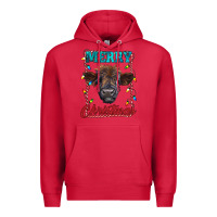 Cardinal merry christmas highland calf baby cow Premium Hoodie - RanaPortraitStore