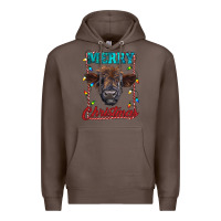 Coffee merry christmas highland calf baby cow Premium Hoodie - RanaPortraitStore