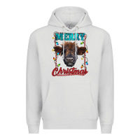 Dove Grey merry christmas highland calf baby cow Premium Hoodie - RanaPortraitStore